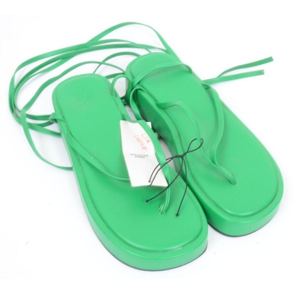 Urban OUtfitters UO Green Ankle Wrap Flatform Women's Size 9 Thong Sandals NEW
